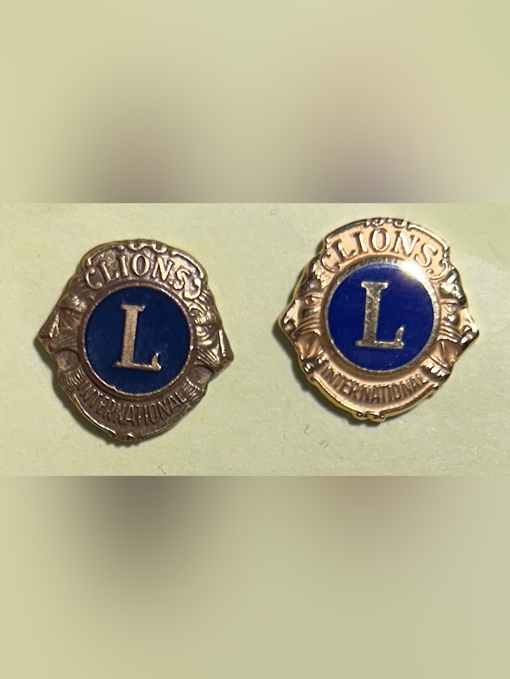 2 Lions Club International lapel pin set Made In US Blue & Gold,